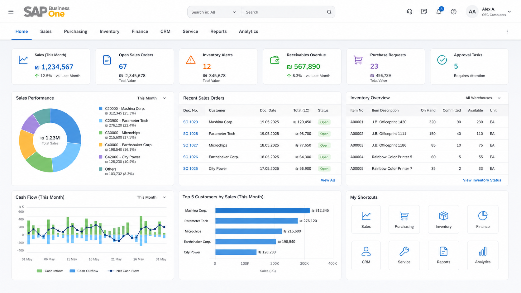 SAP Business One Dashboard